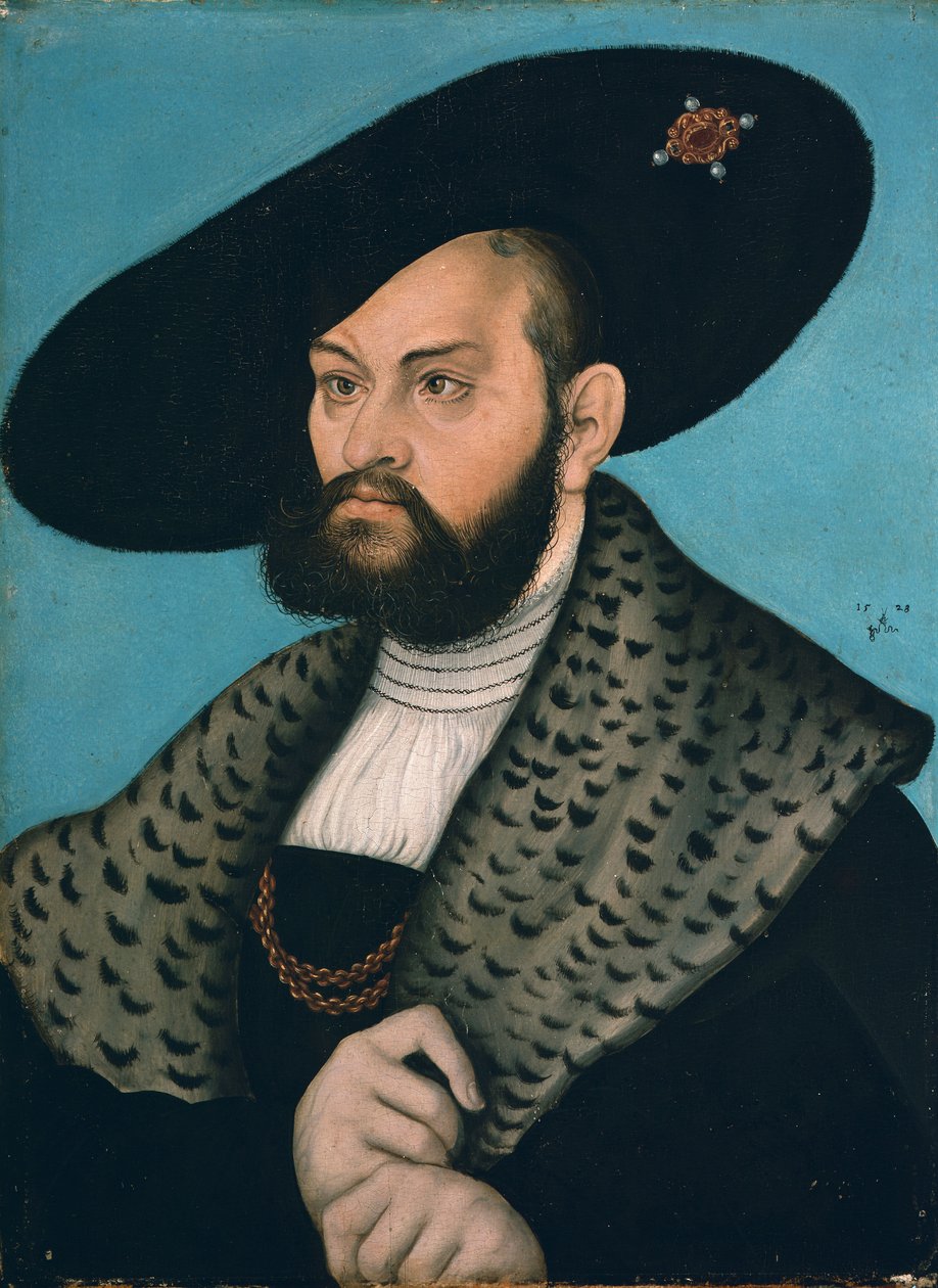 Portræt af markgreve Abrecht af Brandenburg-Ansbach, hertug af Preussen af Lucas Cranach the Elder