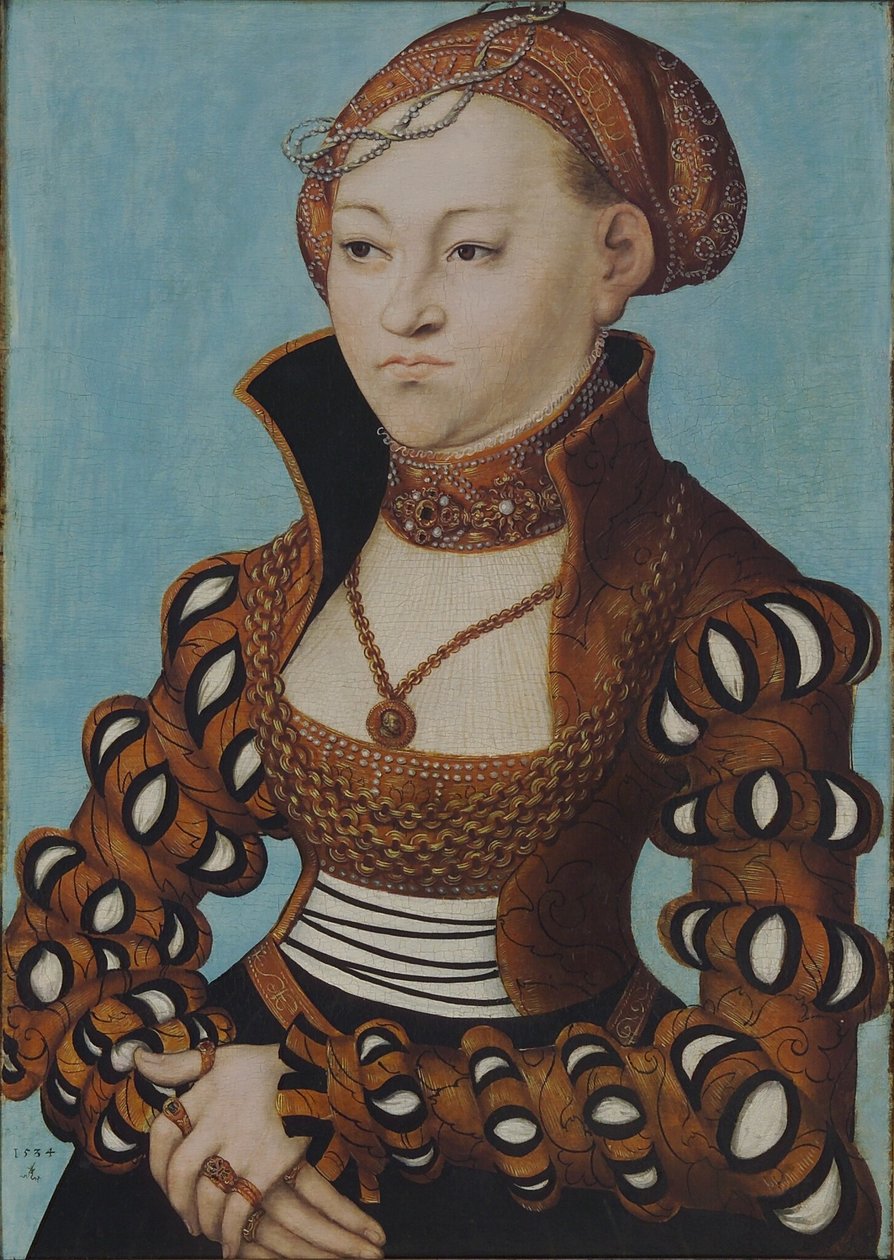 Portræt af prinsesse Maria af Sachsen med brudekrone af Lucas Cranach the Elder