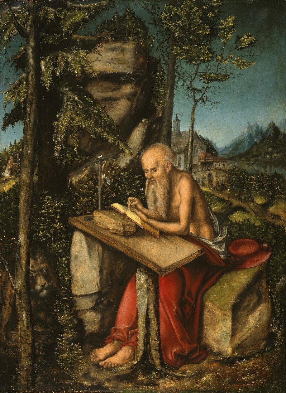 Sankt Jerome i et klippelandskab af Lucas Cranach the Elder