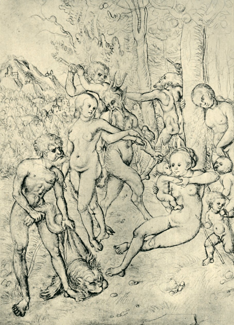 Satyrer og nymfer, 1520-1530, 1943. af Lucas Cranach the Elder