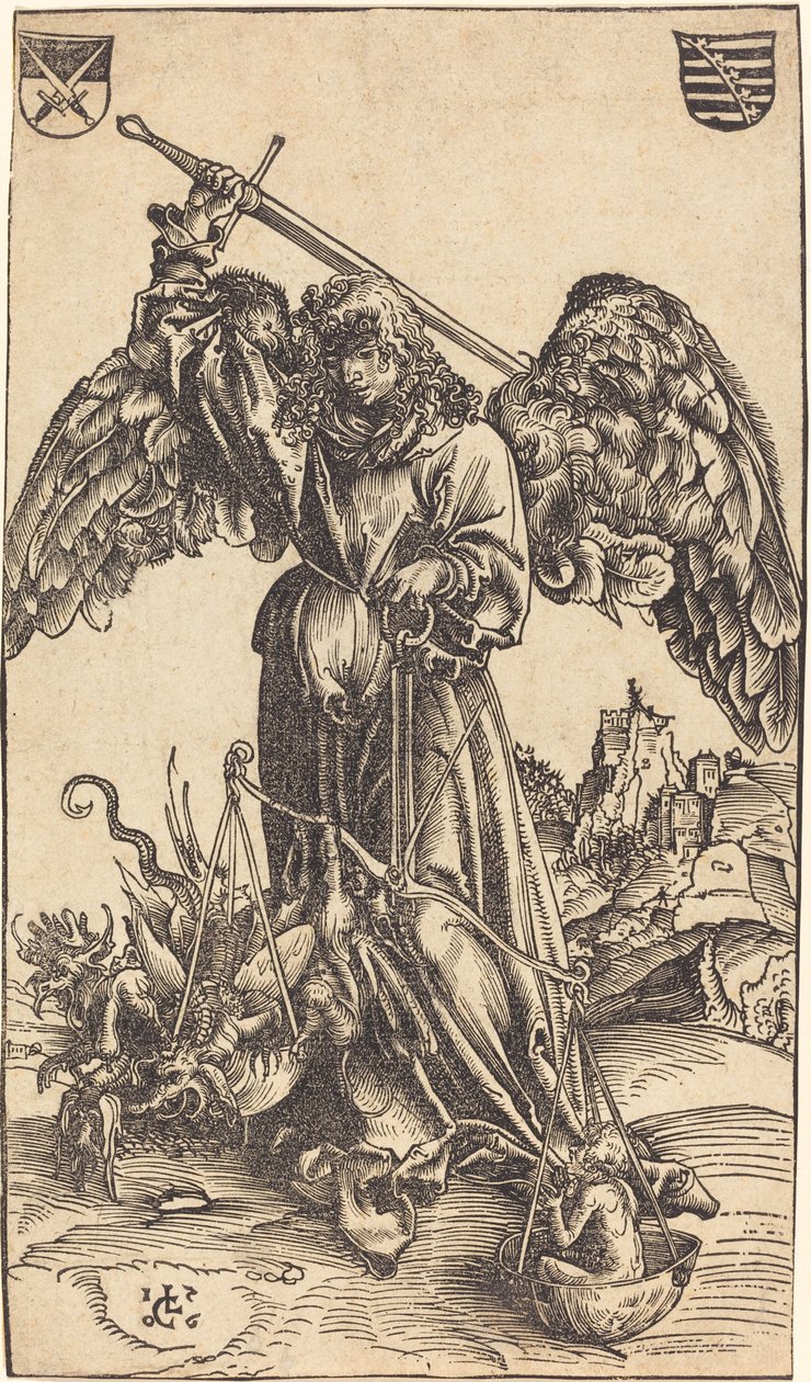 Ærkeenglen Michael vejer en sjæl af Lucas Cranach the Elder