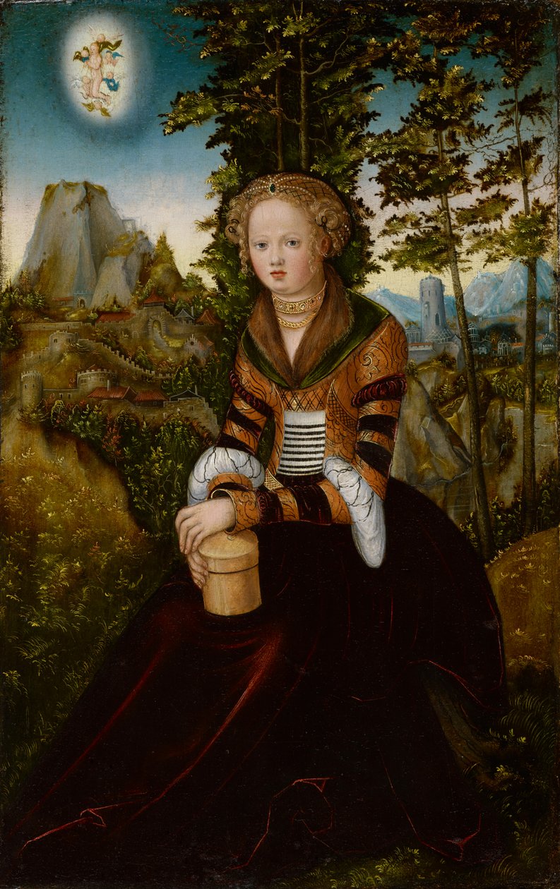 Magdalena sidder foran et træ af Lucas Cranach the Elder