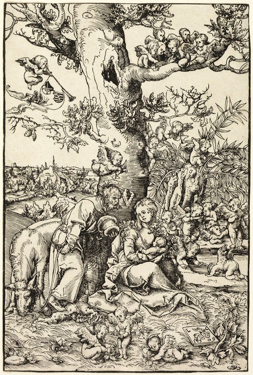 Resten på flugten til Egypten af Lucas Cranach the Elder