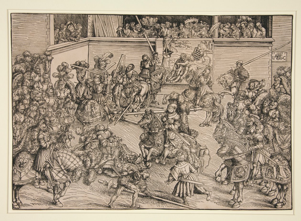 Den anden turnering (med Samsons og løvens billedtæppe) af Lucas Cranach the Elder
