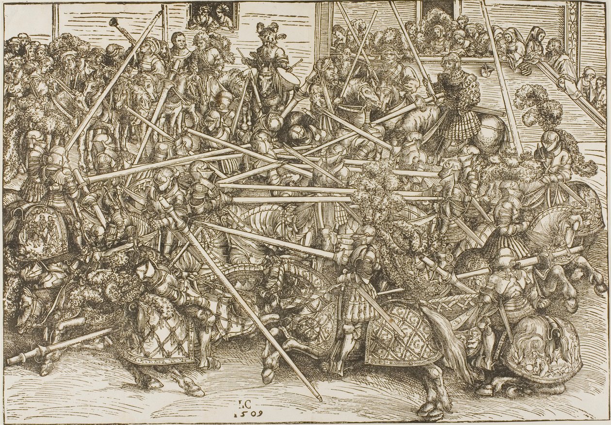 Den tredje turnering med riddere, der bryder lanser af Lucas Cranach the Elder