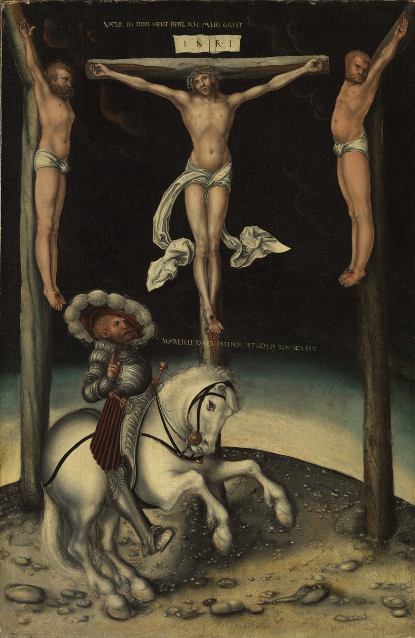 Høvedsmanden Longinus blandt Kristi kors og de to tyve, 1539 af Lucas Cranach the Elder