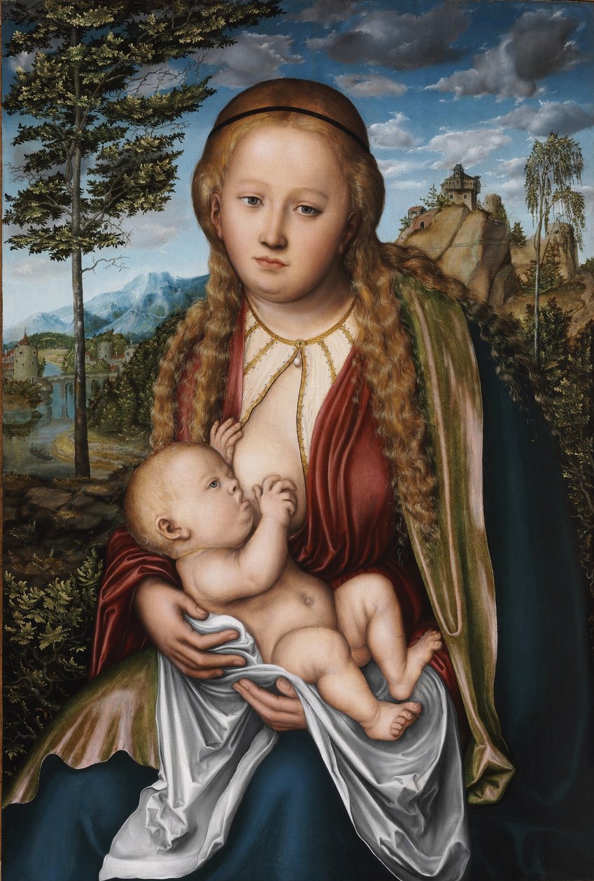 Jomfruen, der dier barnet af Lucas Cranach the Elder