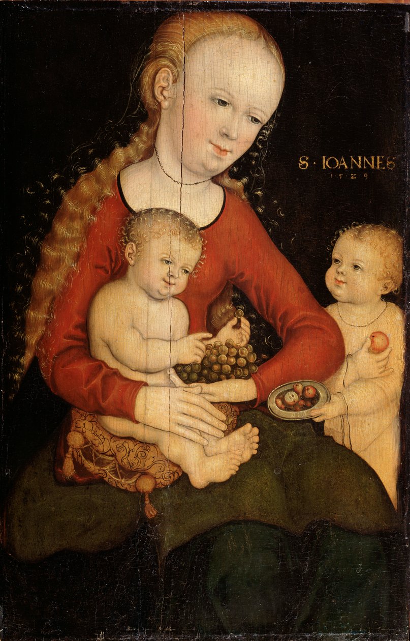 Jomfru og barn med Johannes Døberen som dreng«. af Lucas Cranach the Elder