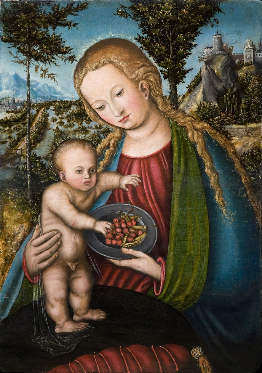 Jomfru med kirsebær, ca 1506 af Lucas Cranach the Elder