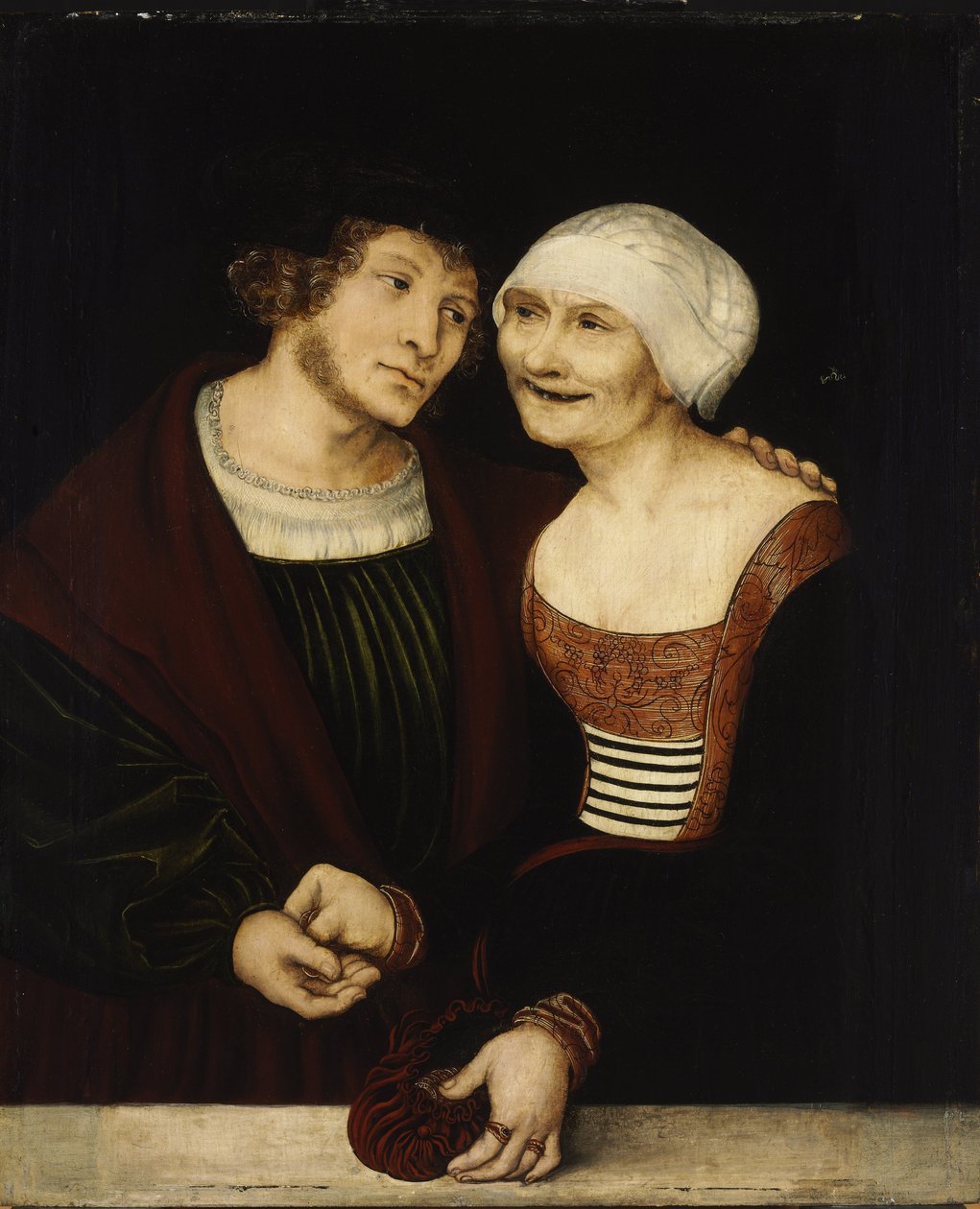 Ung mand og gammel kvinde af Lucas Cranach the Elder