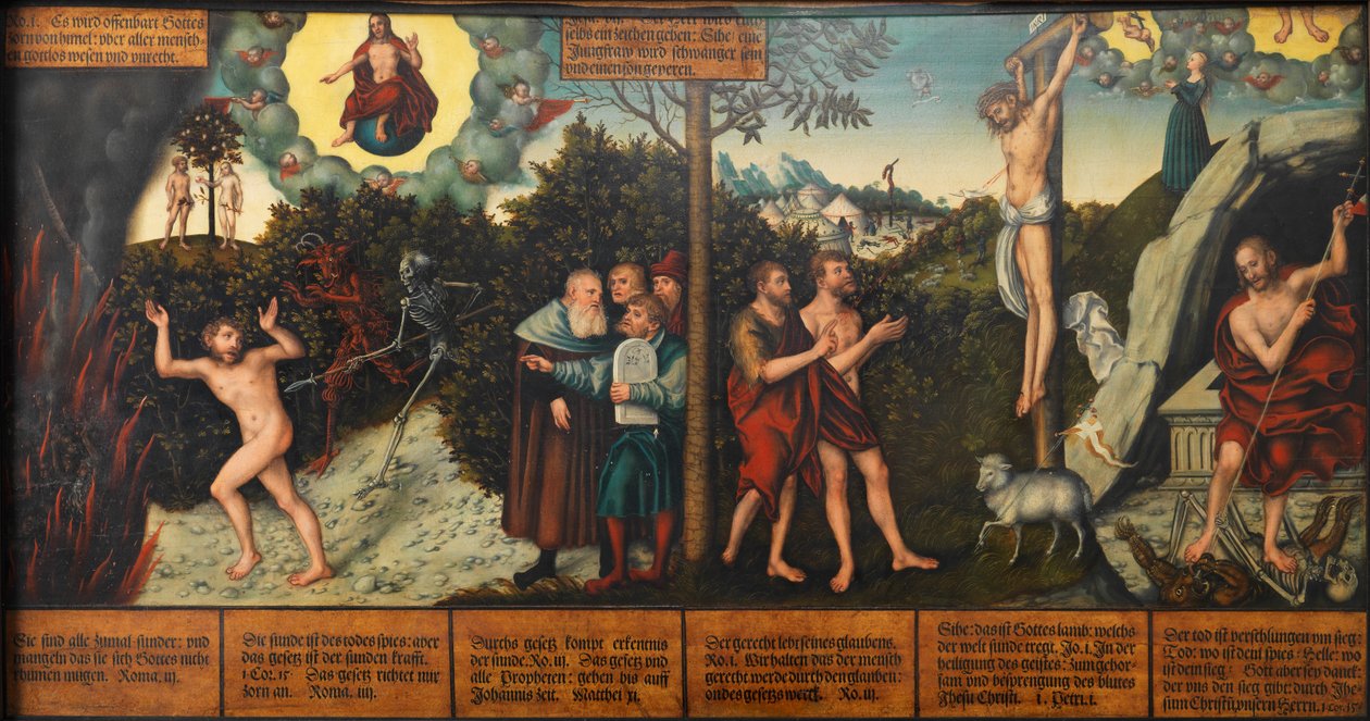 Tysk: Allegori over lov og nåde Lov og nåde af Lucas Cranach the Elder and workshop