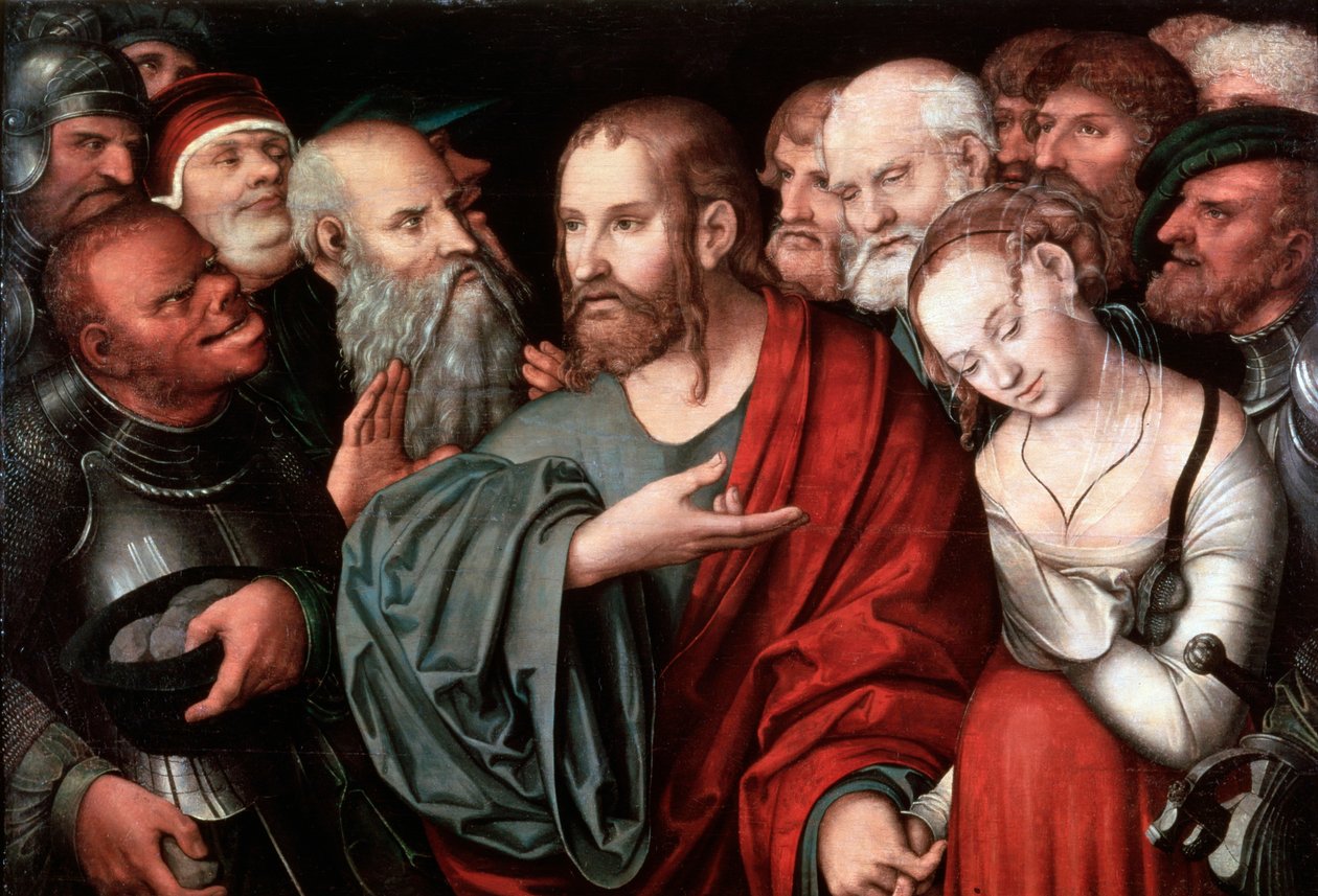 Kristus og kvinden taget i utroskab, efter 1532. af Lucas Cranach the Younger