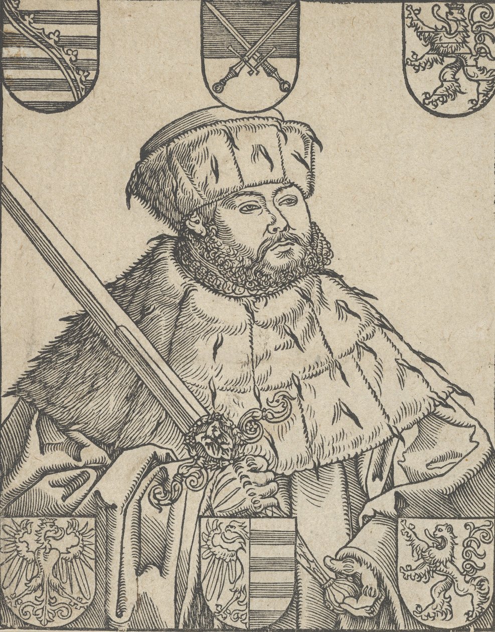 Kopi af Johannes Frederik den Storsindede, i valgmandsklæder af Lucas Cranach the Younger  