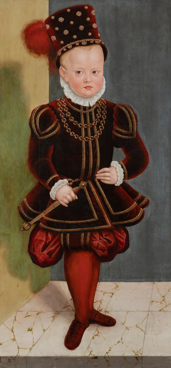 Tysk: Portræt af prins Christian I, senere kurfyrste, som barn i en alder af 4 år Portræt af prins Christian I, søn af kurfyrst August, som barn i en alder af 4 år af Lucas Cranach the Younger