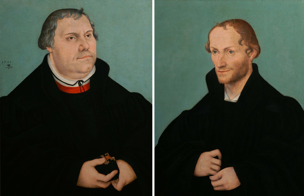 Portræt af Martin Luther amp; Portræt af Philippe Melanchthon af Lucas Cranach the Younger