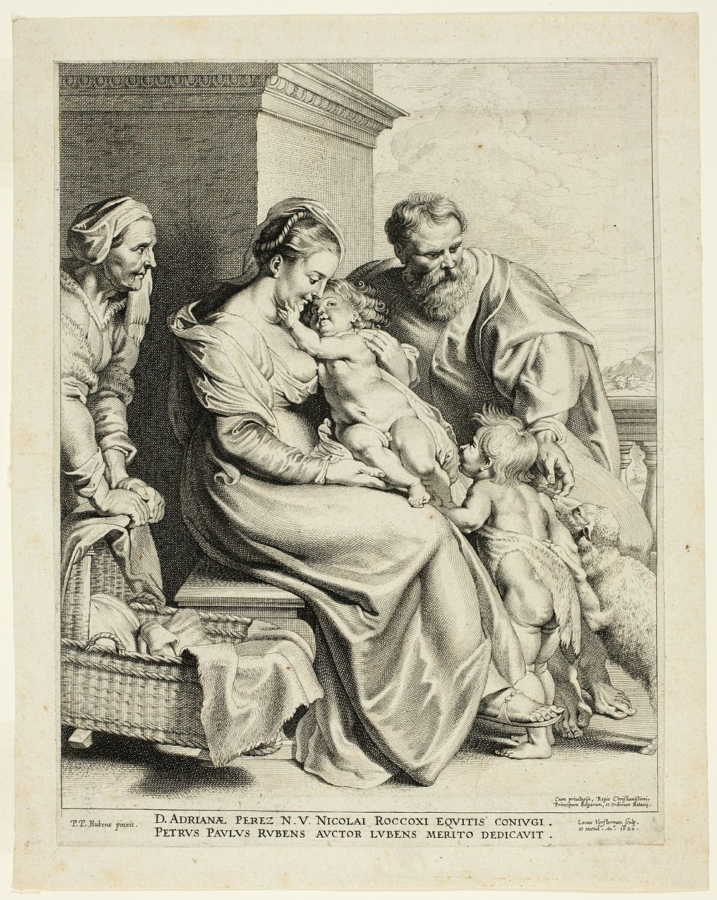 Den hellige familie med Sankt Elisabeth og spædbarnet Johannes Døberen af Lucas Emil Vorsterman