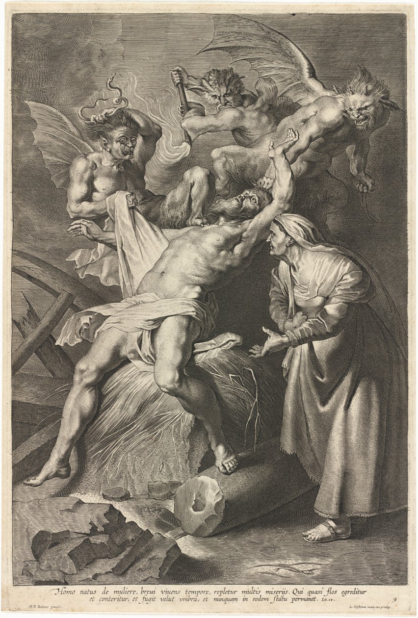 Job plaget af dæmoner og misbrugt af sin kone af Lucas Emil Vorsterman after Sir Peter Paul Rubens
