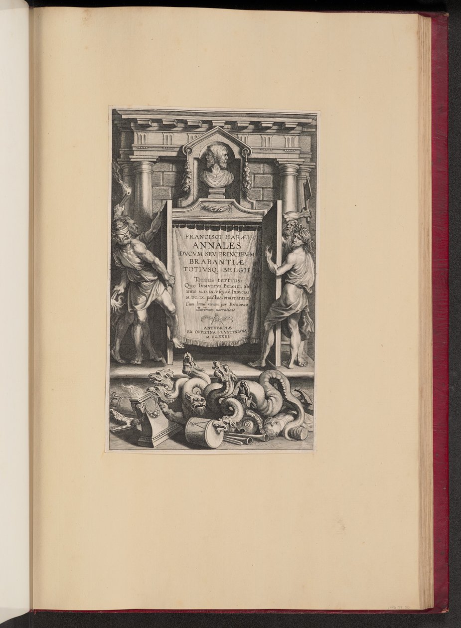 Titelblad for Franciscus van Haer, Annales Dukes or Princes of Brabant, III af Lucas Emil Vorsterman after Sir Peter Paul Rubens