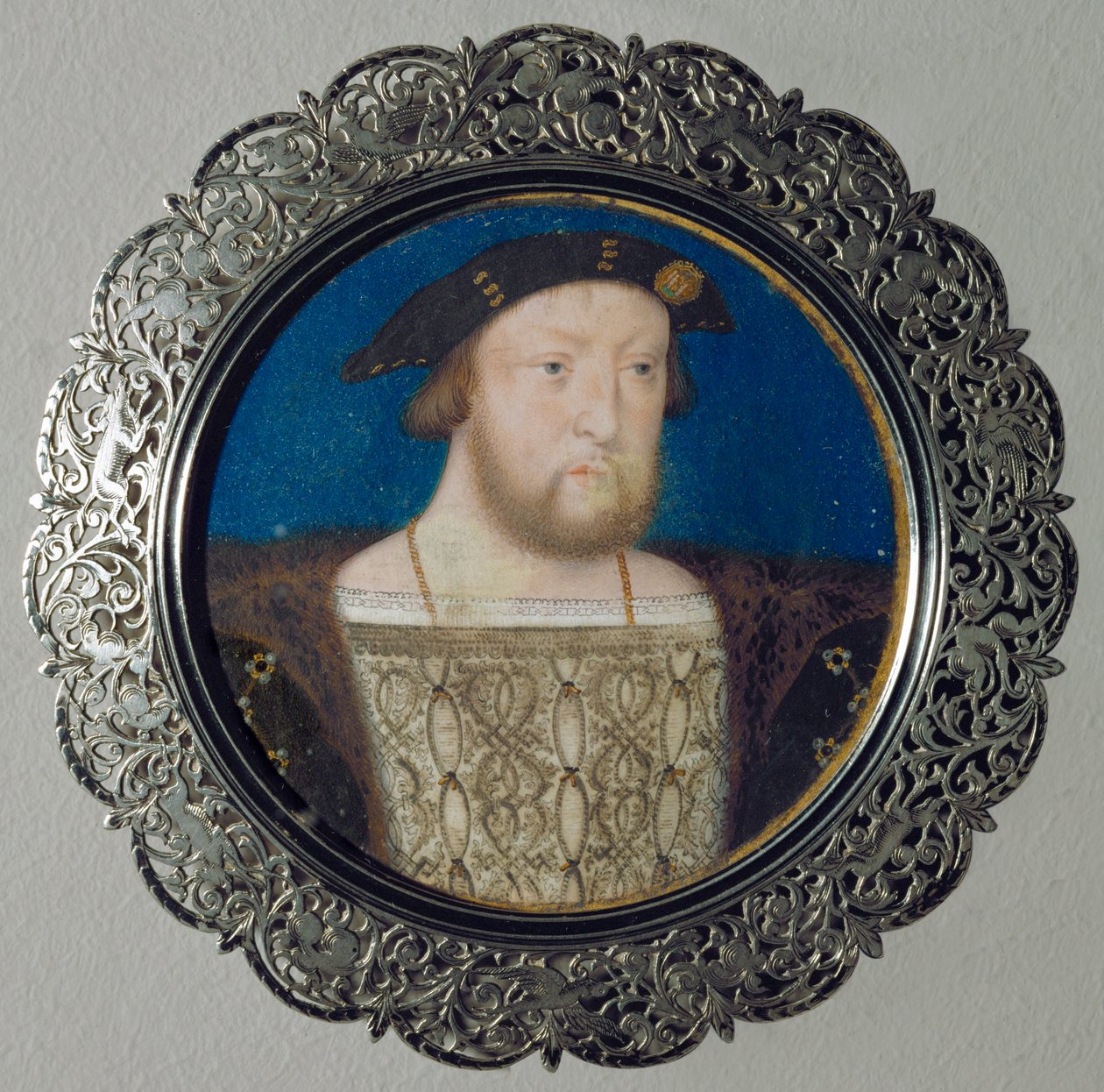 Henrik VIII, konge af England Miniature på pergament, ... af Lucas Horenbout or Hornebault