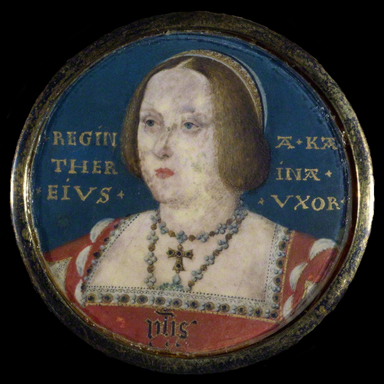 Portræt af dronning Catherine af Aragon 1485-1536, ca. 1525 af Lucas Horenbout or Hornebault