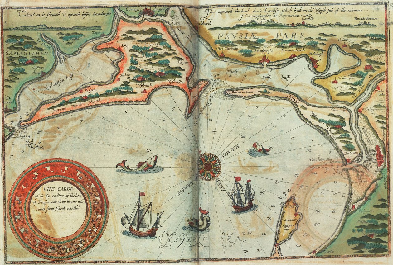 Preussens kyst med alle havne og floder fra Memel til Heel af Lucas Janszoon Waghenaer
