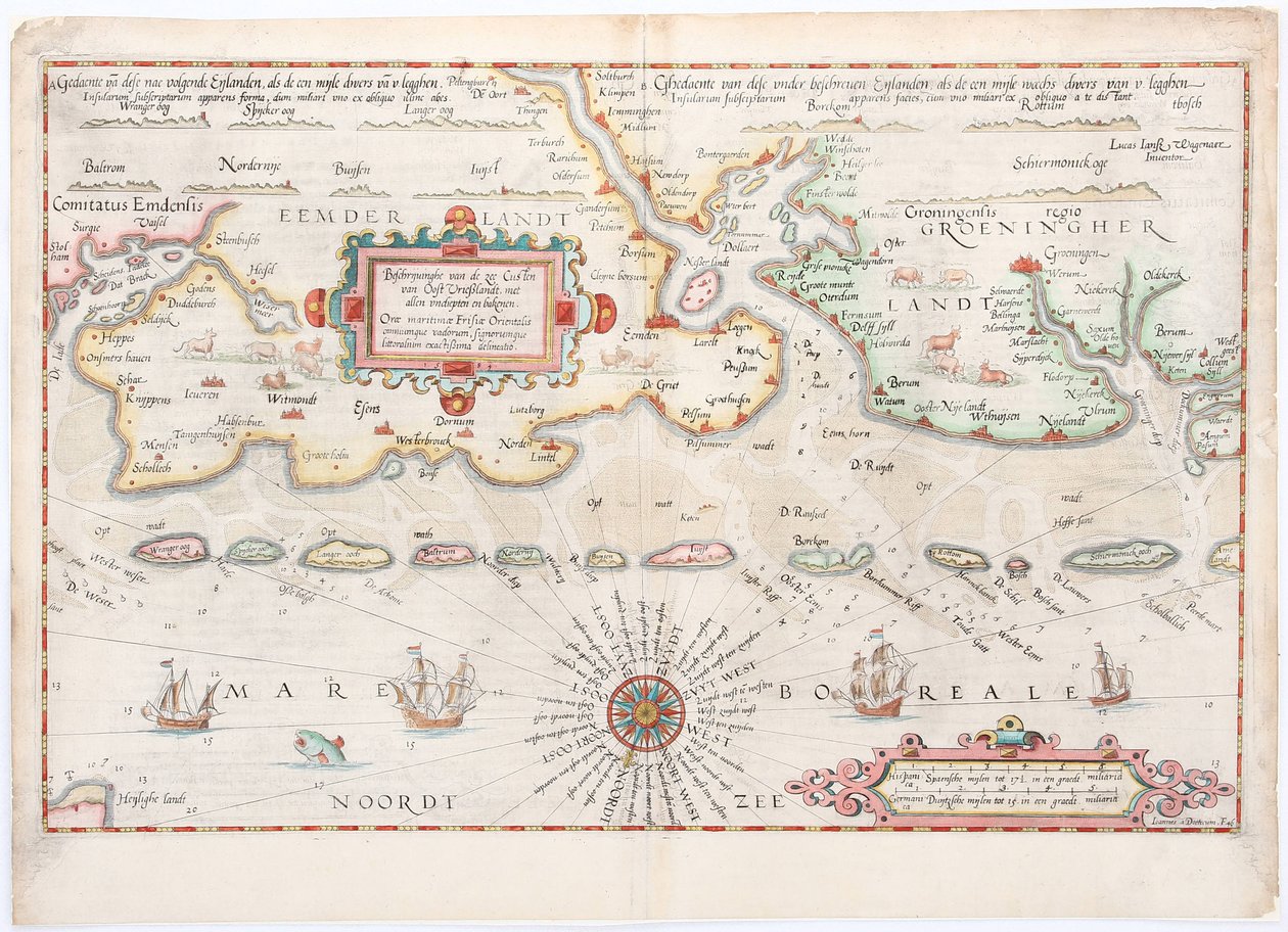 Østfriesland 1584 kort af Waghenaer af Lucas Janszoon Waghenaer