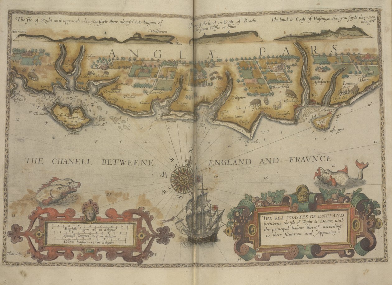 Englands sydkyst af Lucas Janszoon Waghenaer