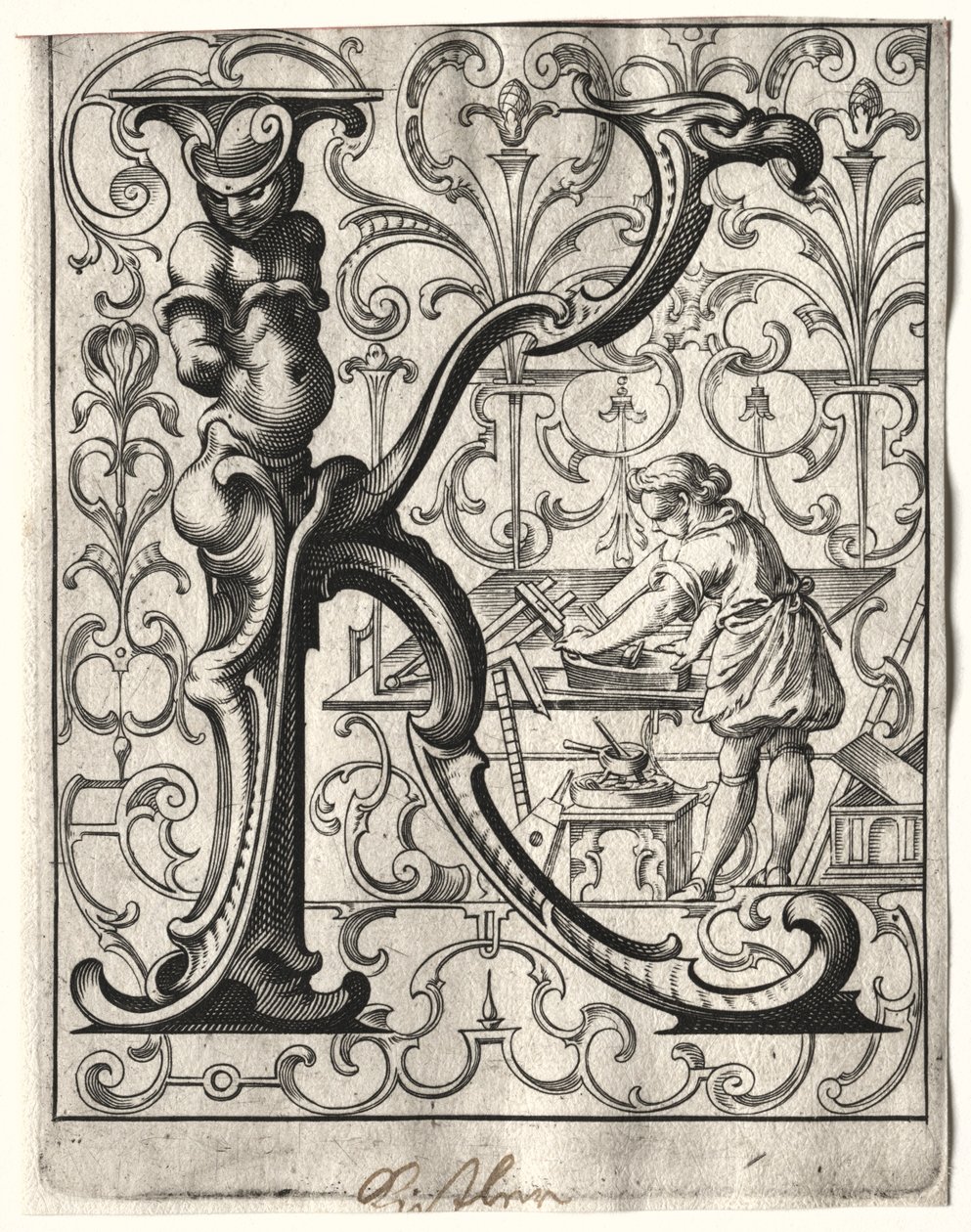 Nyt ABC-hæfte: K, 1627. af Lucas Kilian