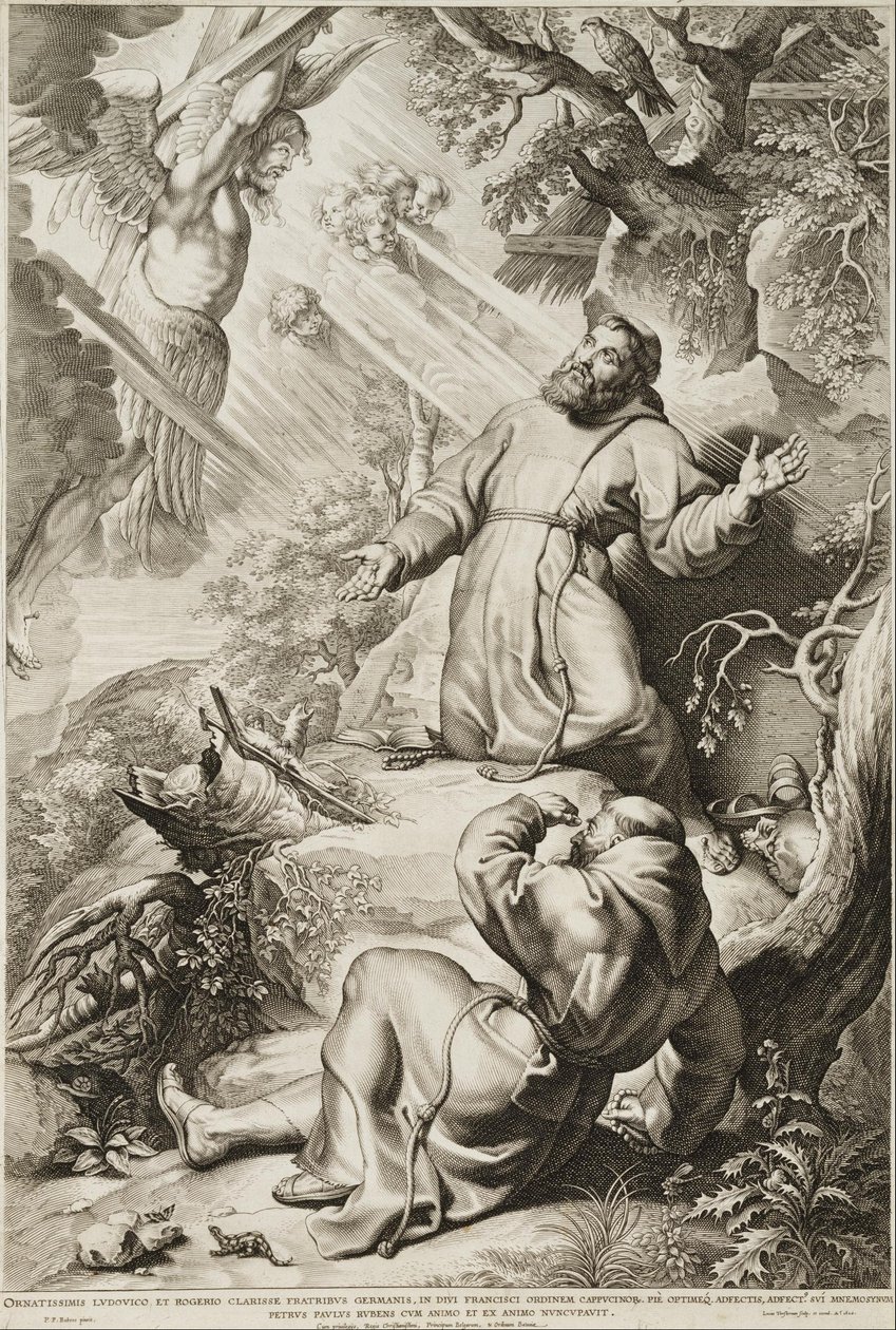 Den hellige Frans modtager stigmata af Lucas Vorsterman the Elder
