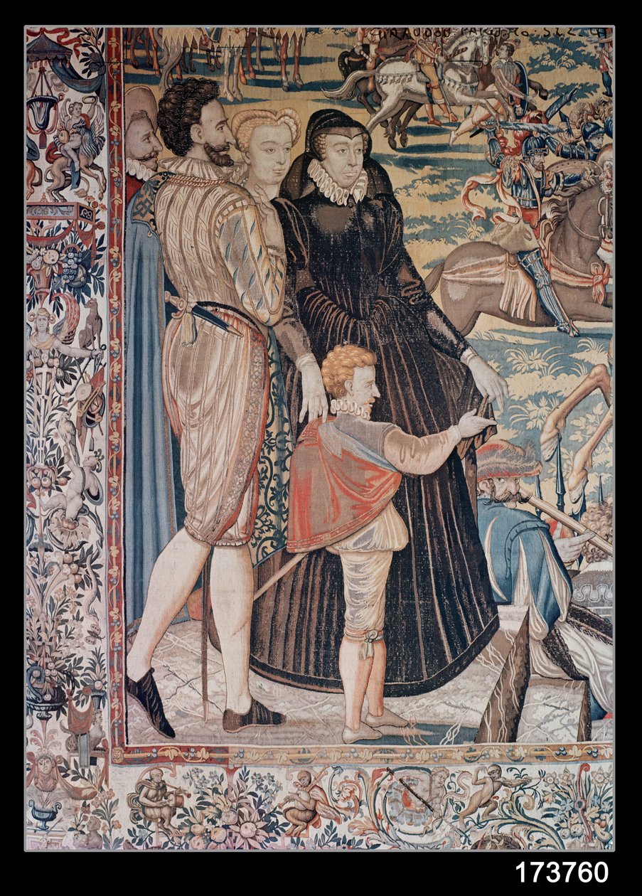 Turneringen, lavet af et værksted i Bruxelles, ca. 1582-85 (tæppe) (detaljer) af Lucas de Heere