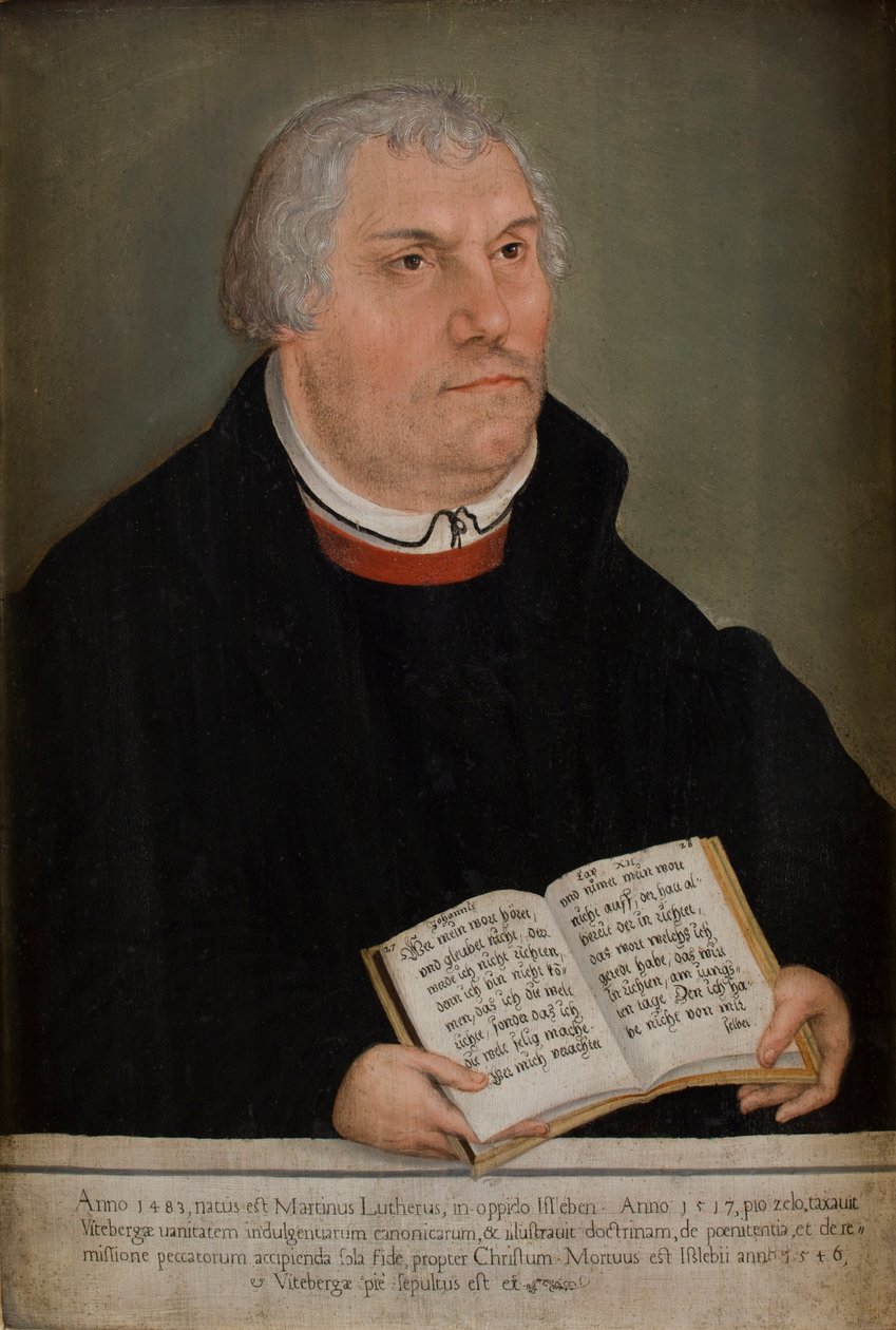 Martti Lutherin (1483–1586) muotokuva (öljy taululle) af Lucas the Elder (workshop of) Cranach
