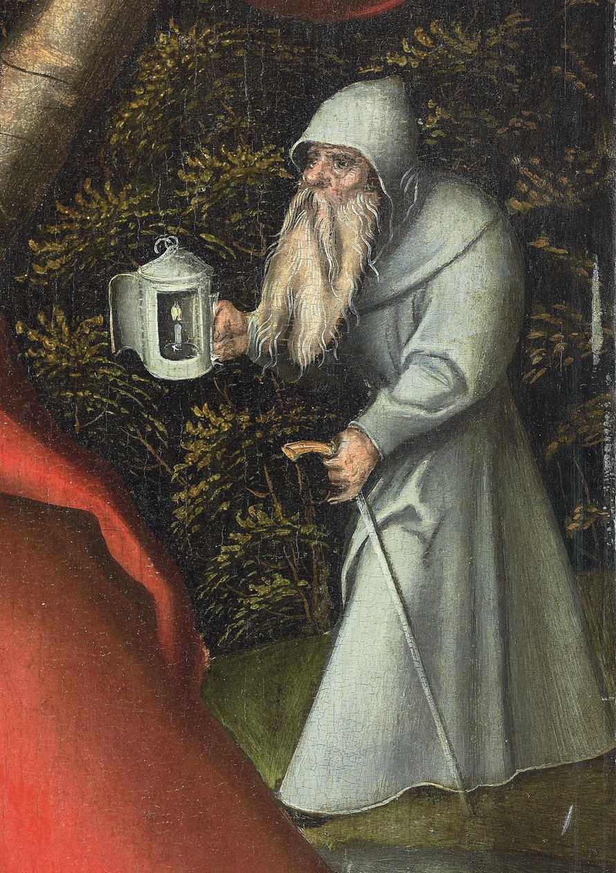 Sankt Christopher bærer Kristusbarnet (olie på panel) af Lucas the Elder (workshop of) Cranach