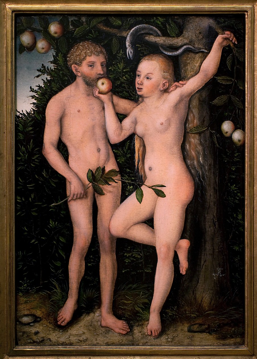 Adam og Eva. Maleri af Lucas Cranach den tidligere (1472-1553), ca. 1538. Flamsk kunst 1500-tallet. Nationalgalleriet, Sternberg-paladset, Prag (Tjekkiet). af Lucas the Elder Cranach