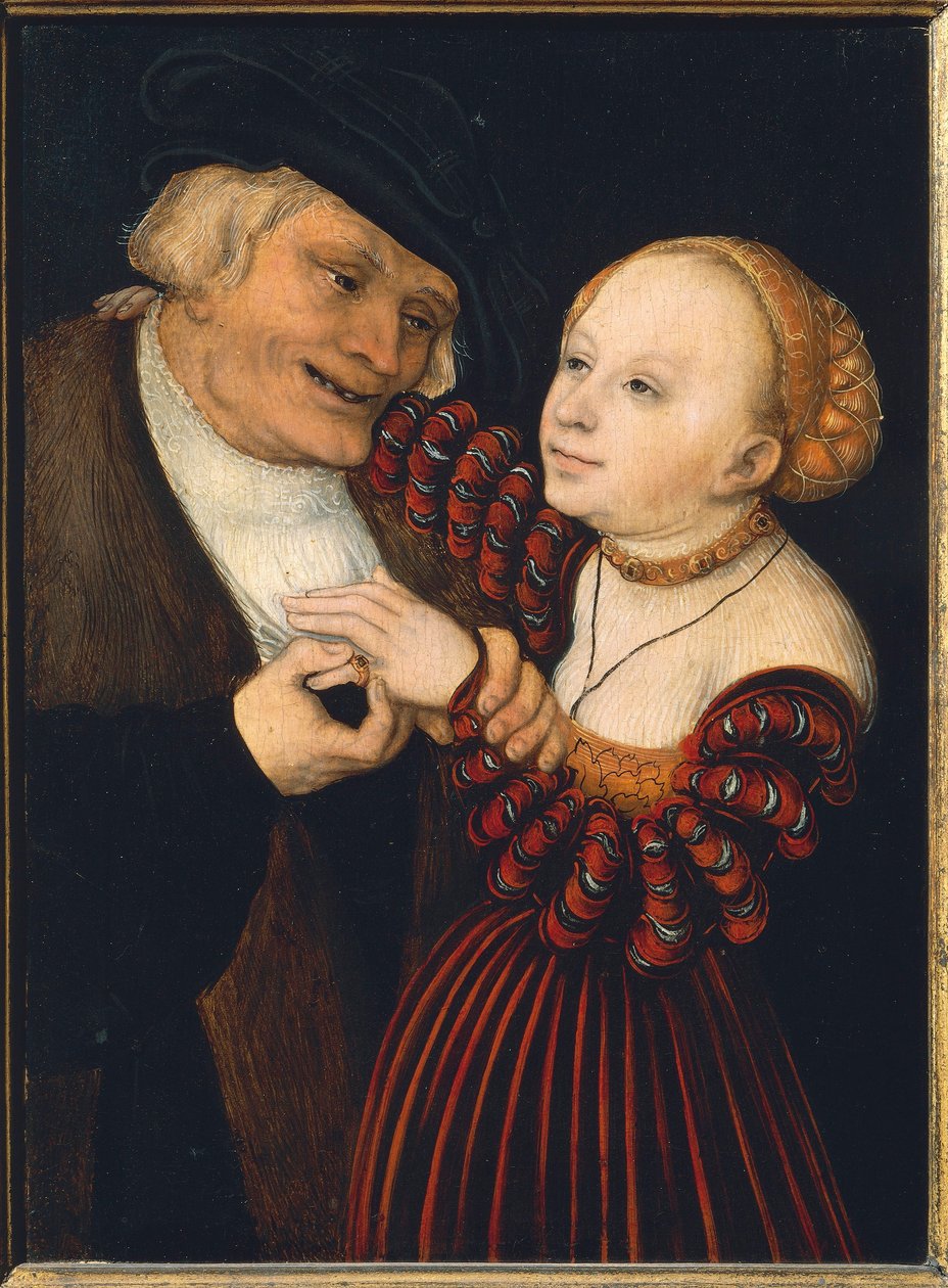 Østrig, Wien, Den gamle mand og den unge kvinde, ca. 1530 (olie på lærred) af Lucas the Elder Cranach
