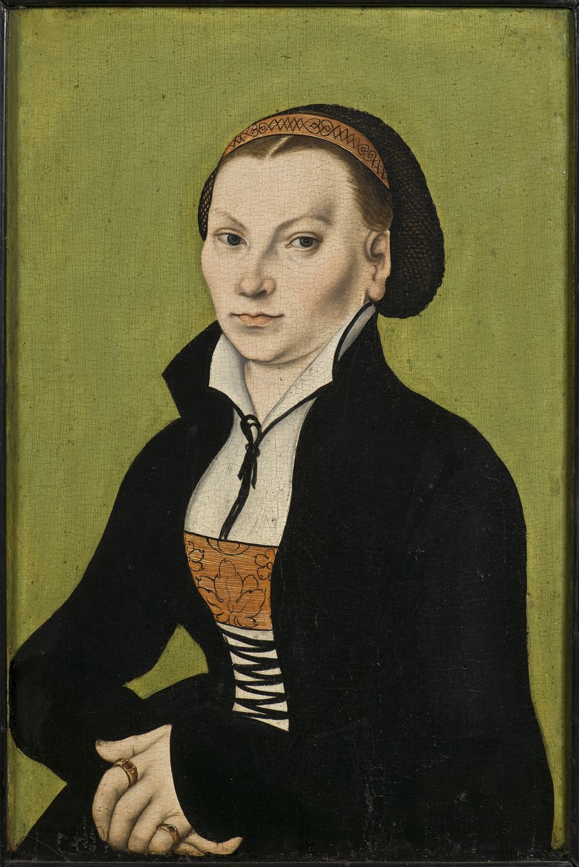 Catherine de Bore, epouse af Martin Luther - Portræt af Katharina Luther, født Katharina von Bora (1499-1552), af Cranach, Lucas, den ældre (1472-1553). Olie på træ af Lucas the Elder Cranach