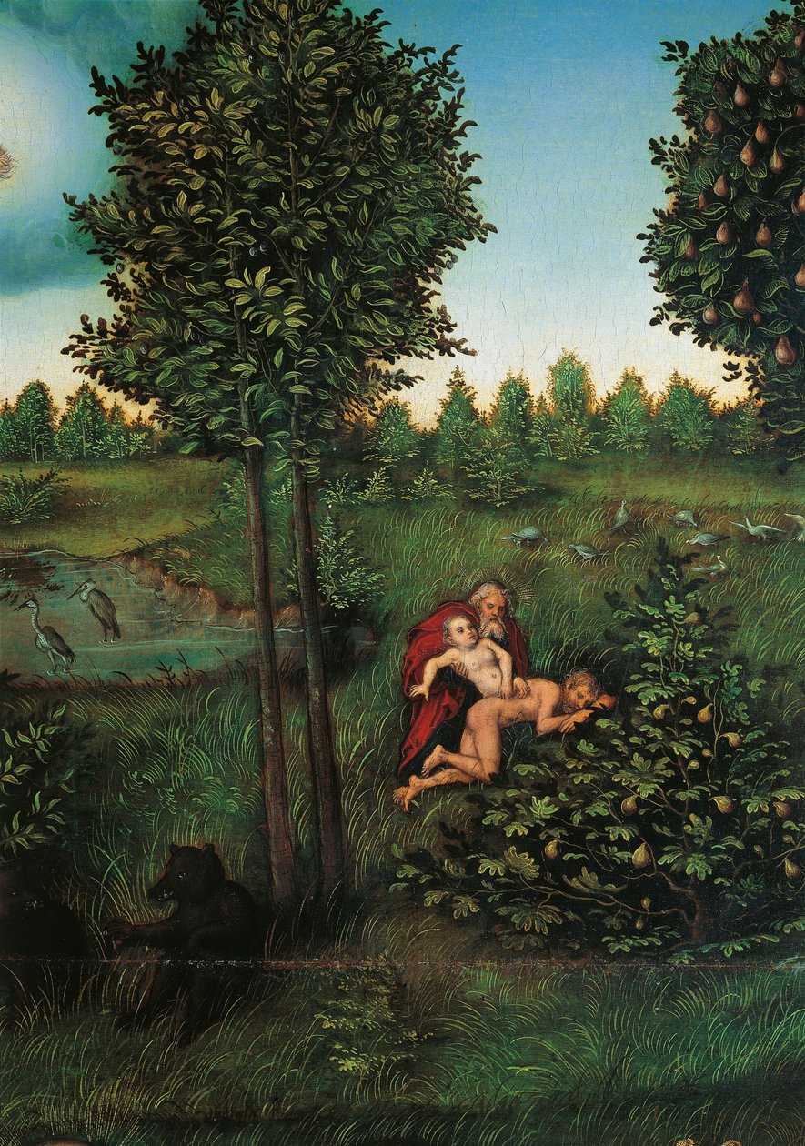 Detalje af Paradiset, ca. 1530 (olie på panel) af Lucas the Elder Cranach