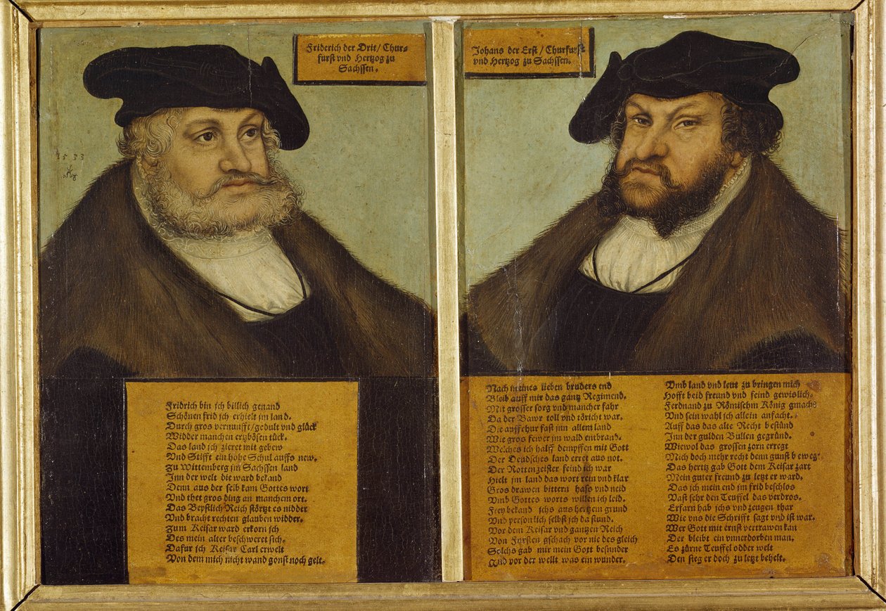 Dobbeltportræt af Frederik III af Sachsen af Lucas the Elder Cranach