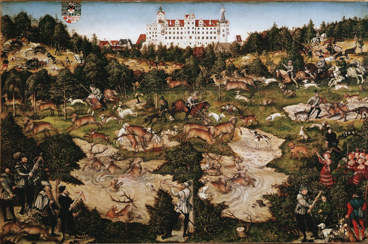 Jagt til ære for Karl V på Torgau Slot (maleri af Lucas the Elder Cranach