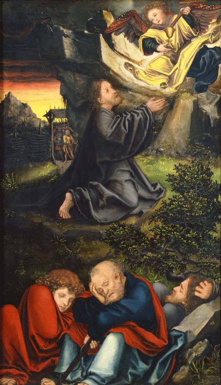 ""Bøn i olivenhaven"" Maleri af Lucas Cranach den ældre (1472-1553) omkring 1518 Nationalmuseet for vestlig kunst, Tokyo, Japan af Lucas the Elder Cranach