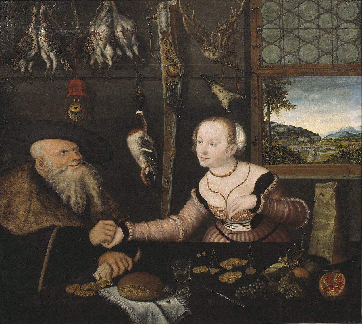 Le couple mal assorti - The Ill-matched Couple, af Cranach, Lucas, the Elder (1472-1553). Olie på træ af Lucas the Elder Cranach