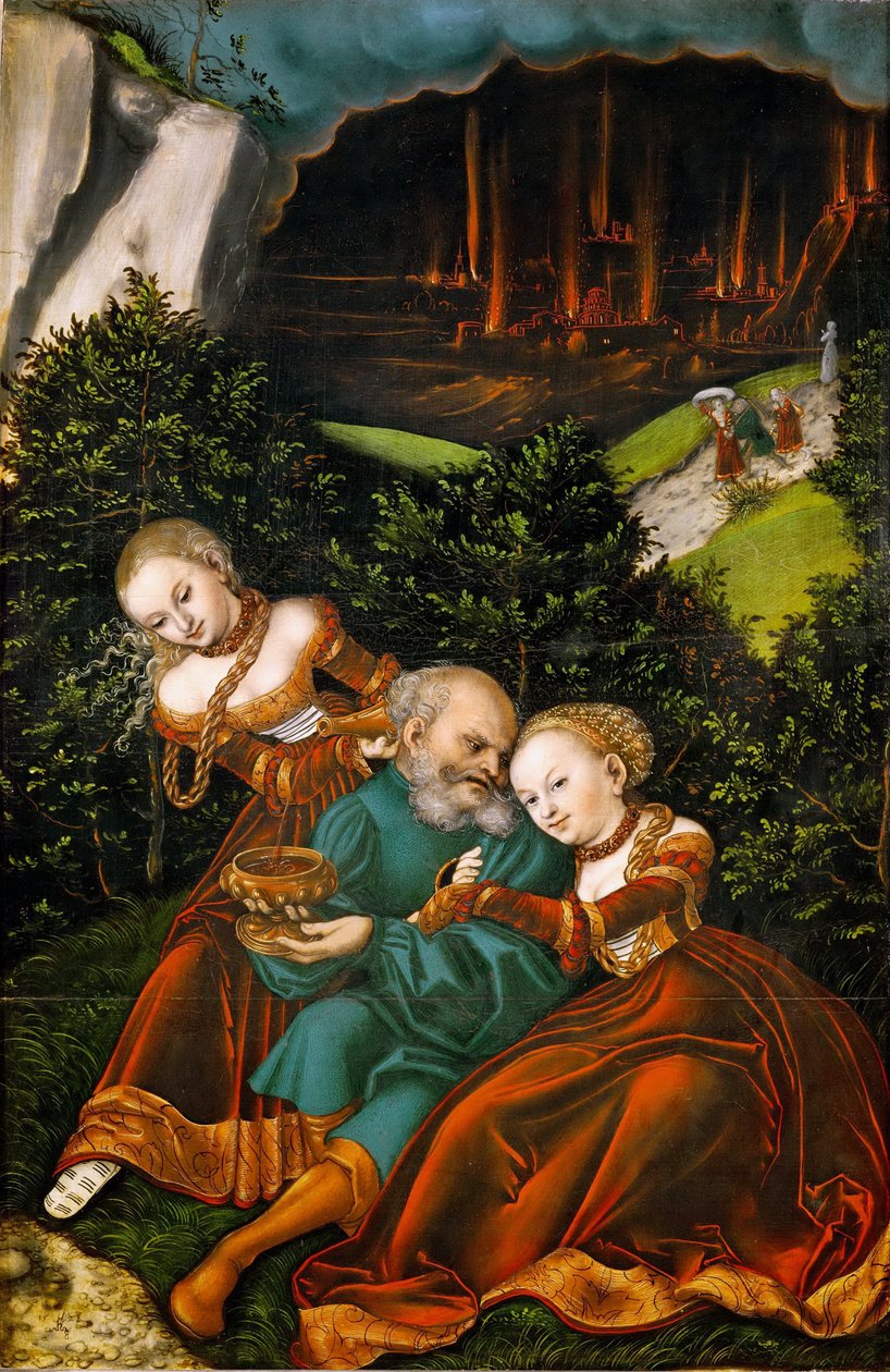 Loth et ses filles - Lot og hans døtre - Lucas Cranach, den ældre (1472-1553). Olie på træ af Lucas the Elder Cranach