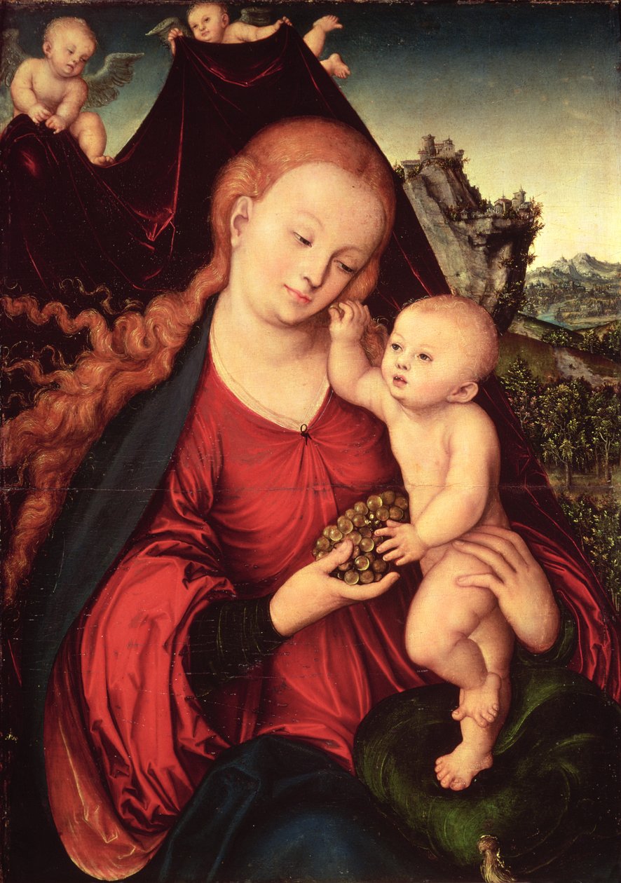 Madonna og barn (olie på panel) af Lucas the Elder Cranach