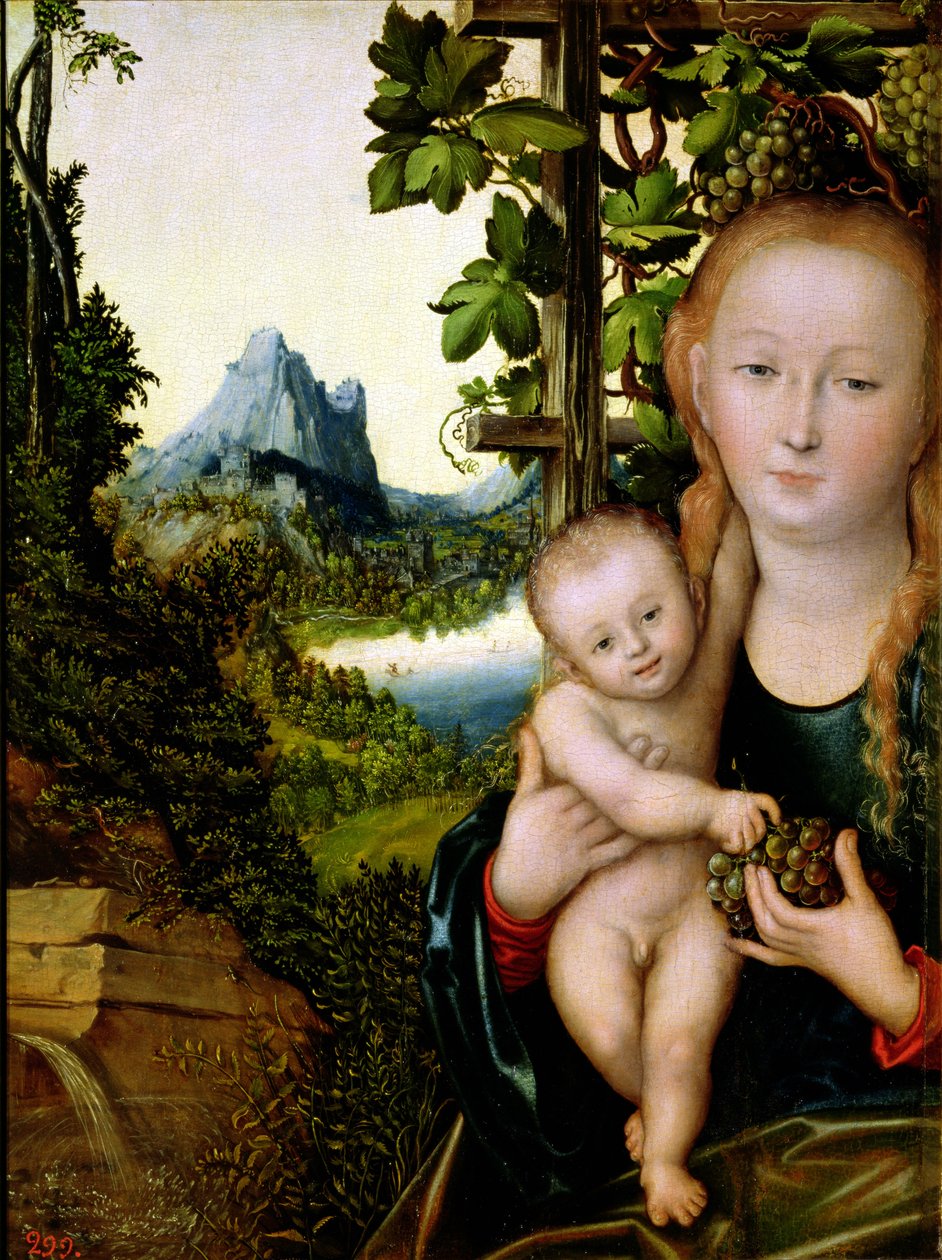Madonna og barn, ca. 1525 (olie på træ) af Lucas the Elder Cranach