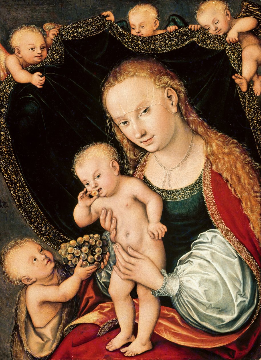Madonna og barnet med den unge Johannes Døberen, efter 1537 (olie på panel) af Lucas the Elder Cranach
