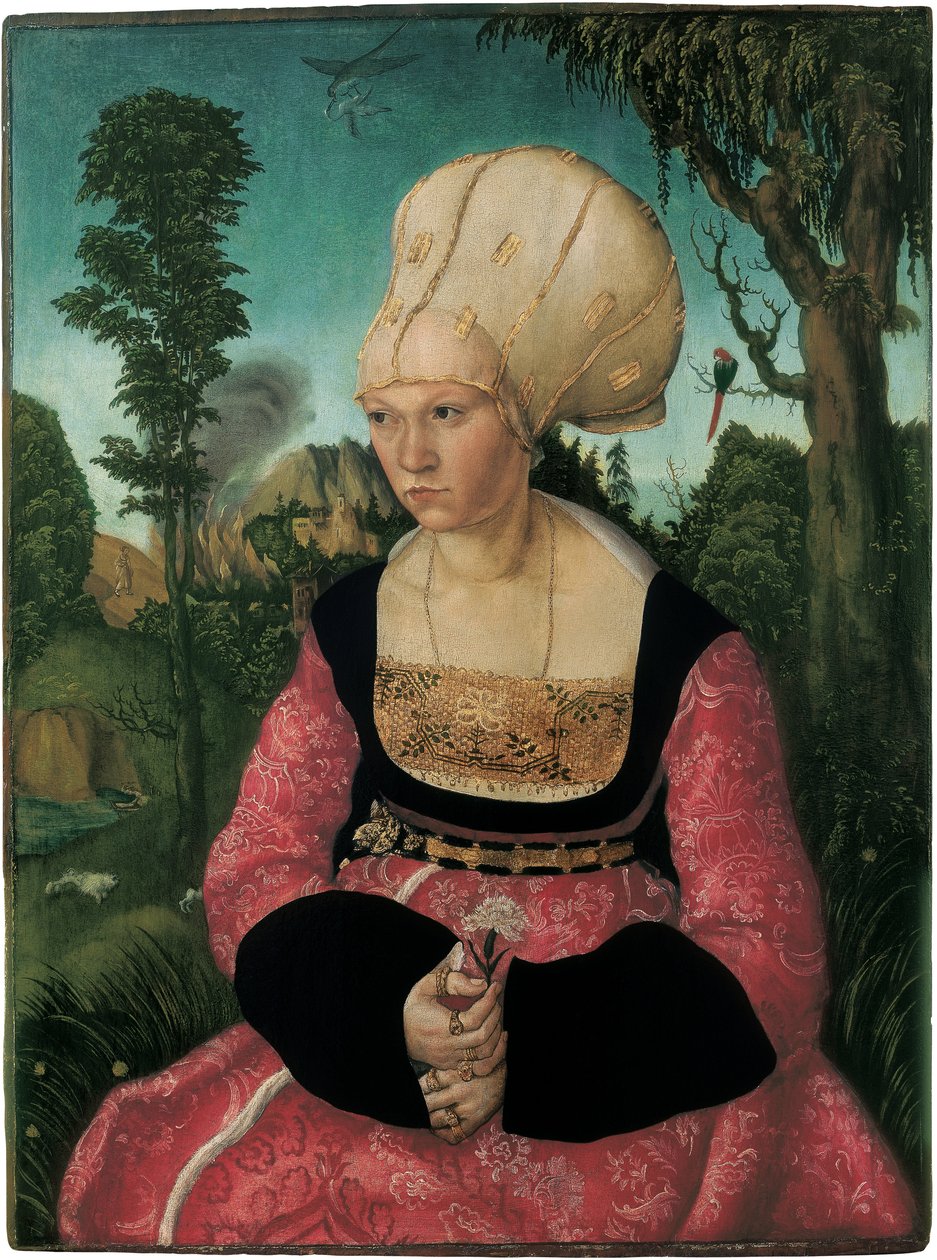Portræt af Anna Cuspinian, af Cranach, Lucas, den ældre (1472-1553). Olie på træ af Lucas the Elder Cranach