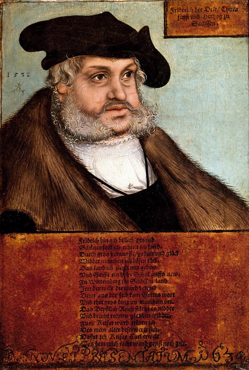 Portræt af Frederik III den Vise, Storkurfyrste af Sachsen (maleri af Lucas the Elder Cranach