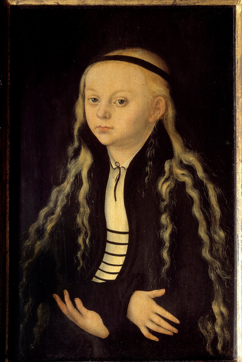 Portræt af Magdalena Luther (1529-1542) datter af Martin Luther Maleri af Lucas Cranach den Gamle (eller den ældre) af Lucas the Elder Cranach