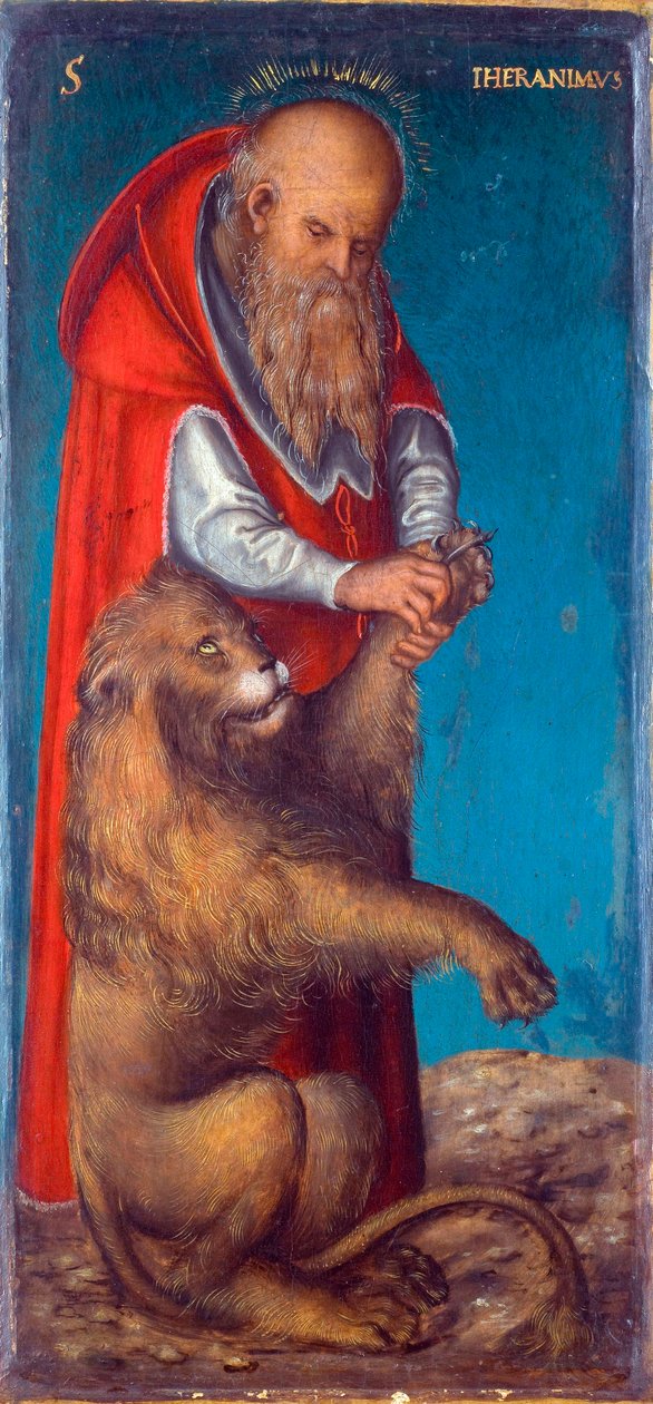 ""Saint Jerome"" Maleri af Lucas Cranach den Ældre (1472-1553) - 1515 - Olie på træ Dim 24,5x11,5 cm Kunsthistorisk Museum, Wien af Lucas the Elder Cranach