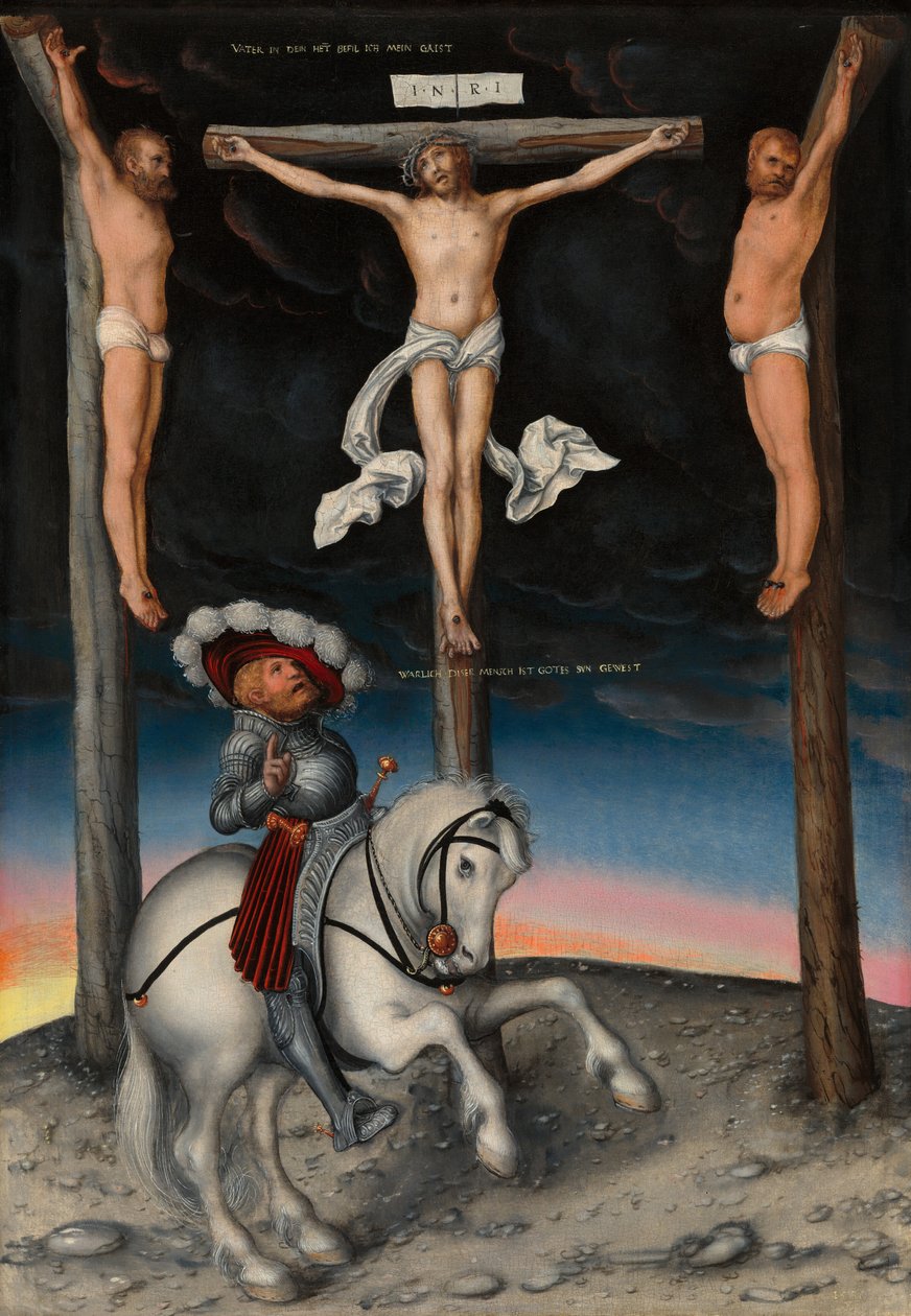 Korsfæstelsen med den konverterede centurion af Lucas the Elder Cranach