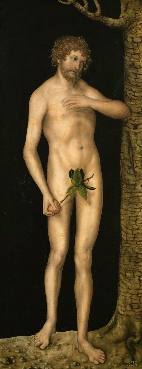 Menneskets fald: Adam - Lucas Cranach, den ældste (1472-1553). Olie på træ, ca 1510-1520. Mål: 137x54 cm. Kunsthistorisk museum, Vienne af Lucas the Elder Cranach